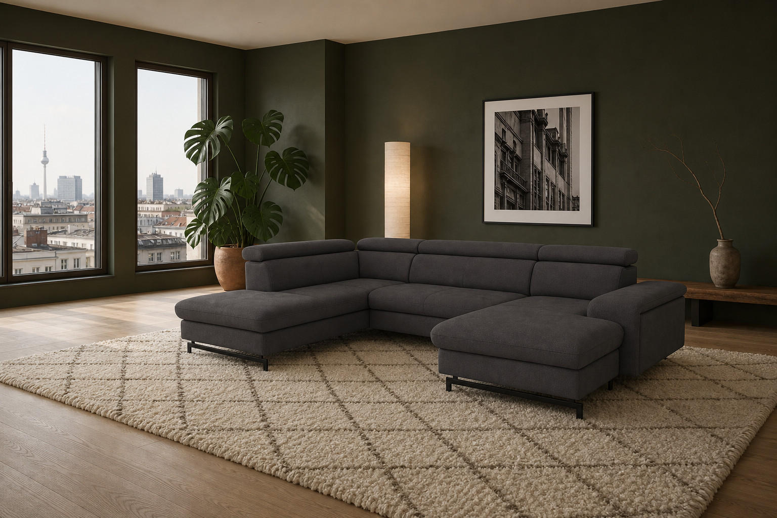 foamnova Wohnlandschaft Grau 328x81x215 cm