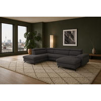 WOHNLANDSCHAFT Vaasa mit Schlaffunktion - Grau, Kunststoff/Textil (328/81/215cm) - foamnova