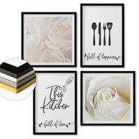 WANDBILDER 4er-Set - 50x50 cm & 40x60 cm Schwarzer Rahmen - Geometrische Muster im Bauhaus-Stil - Schwarz, Kunststoff (50/50cm) - ArtPrintCave