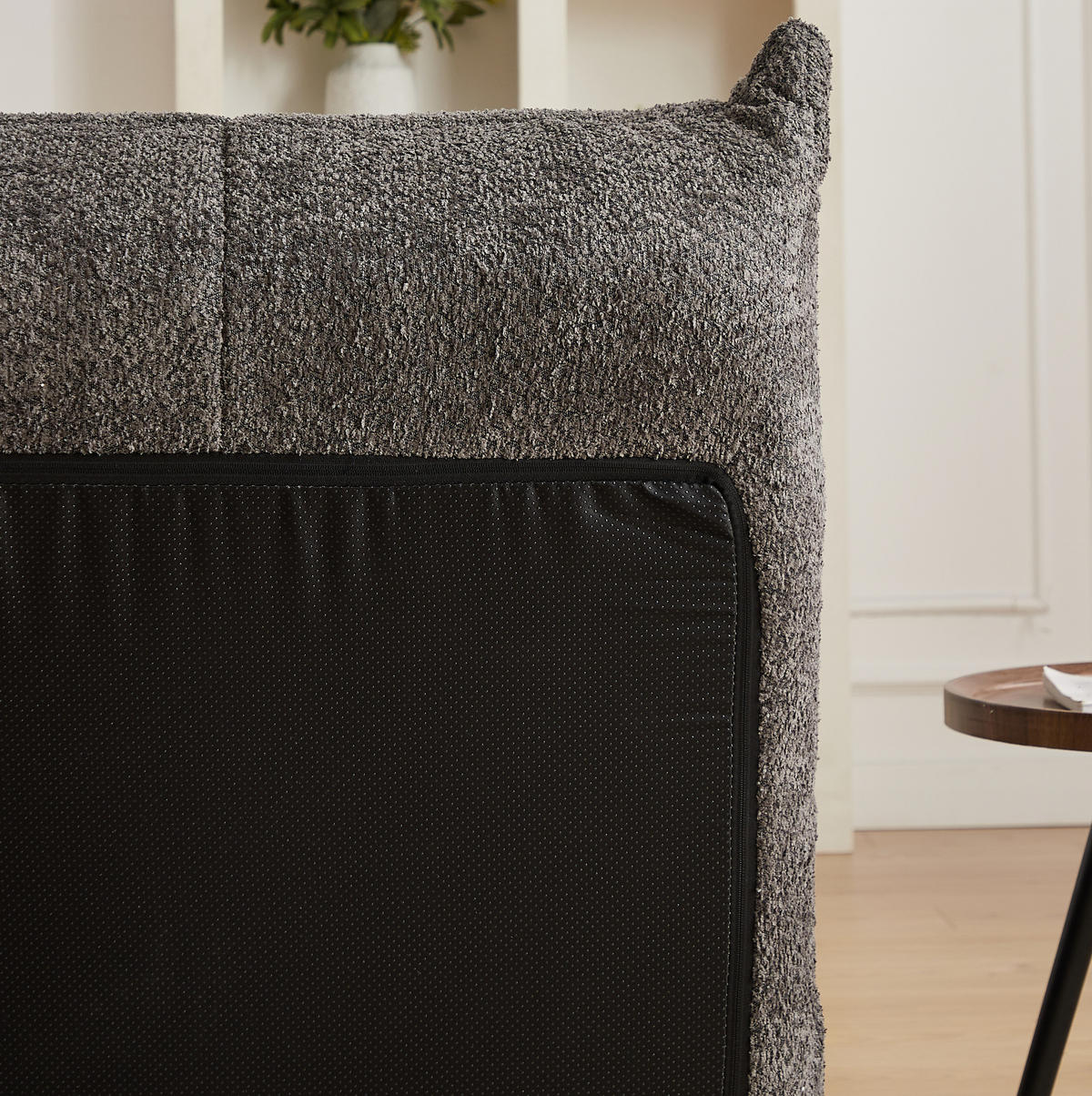 BODEN-LOUNGESSESSEL mit Chenille-Bezug Grau - Grau, Kunststoff (94/71/101cm) - Beauniv