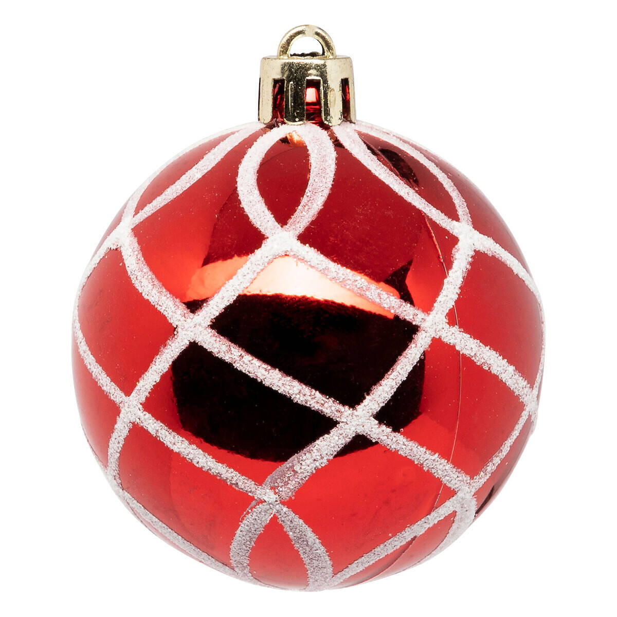 WEIHNACHTSKUGELN Glitzer-Muster Ø 6 cm - Rot/Weiß, Kunststoff (6/7.2/6cm) - Atmosphera Createur d´interieur