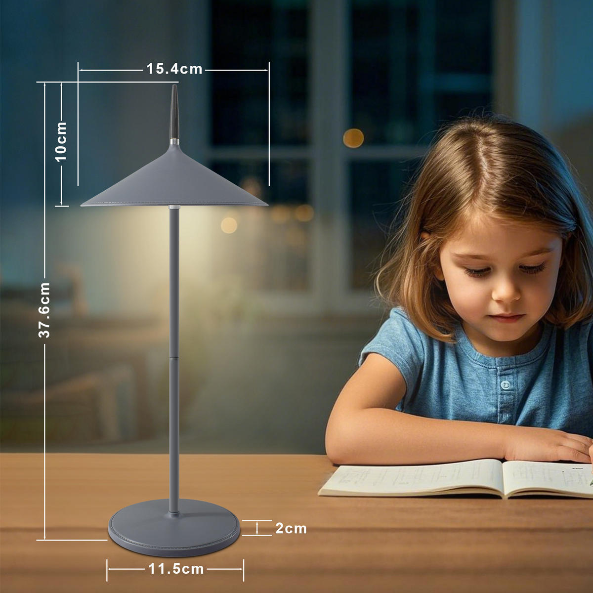 TISCHLEUCHTE Funkelmann 15.4/37.6/15.4 cm - Dunkelgrau, Metall (15.4/15.4/37.6cm) - ZMH
