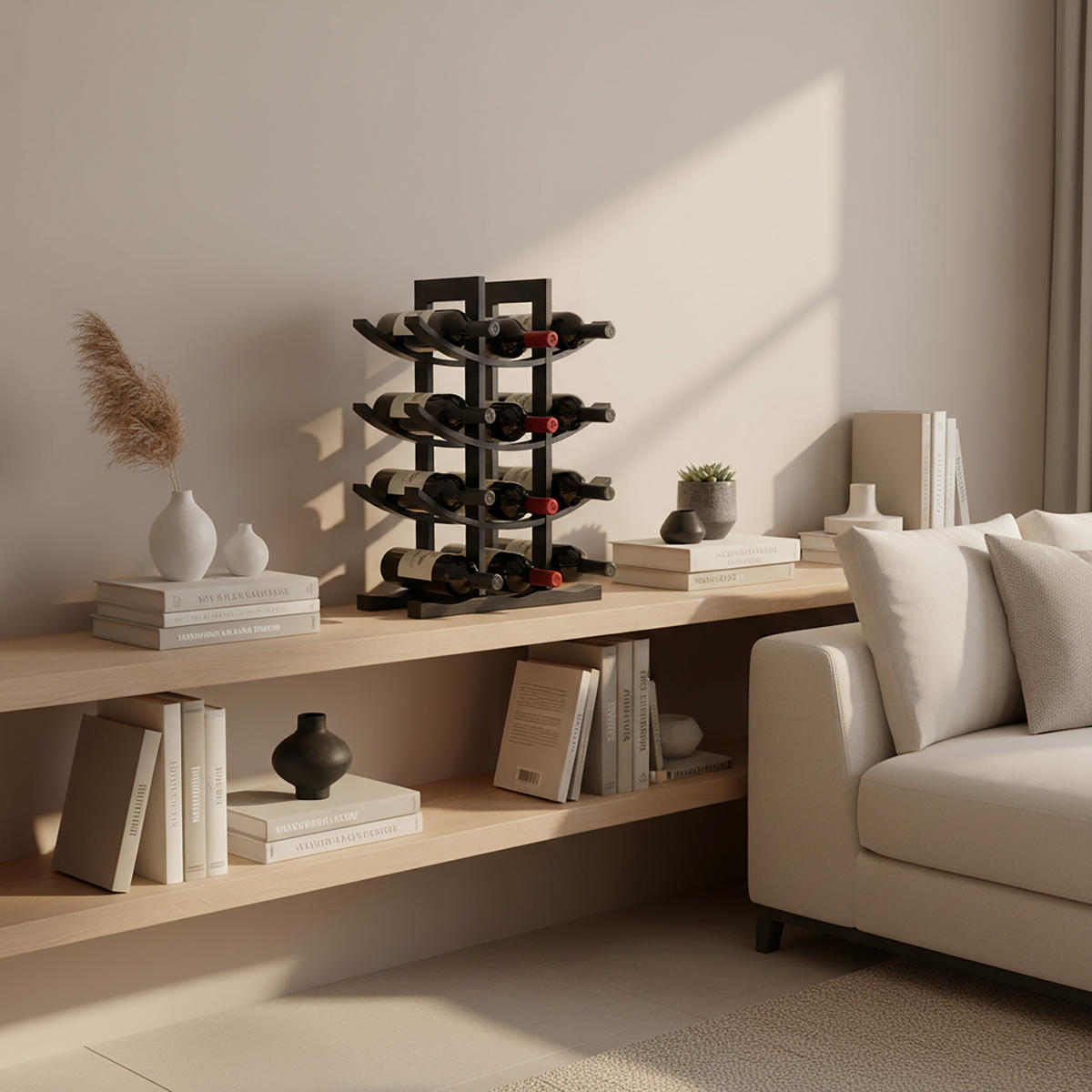 WEINREGAL - Schwarz, Holz (30/14.5/41cm) - Relaxdays