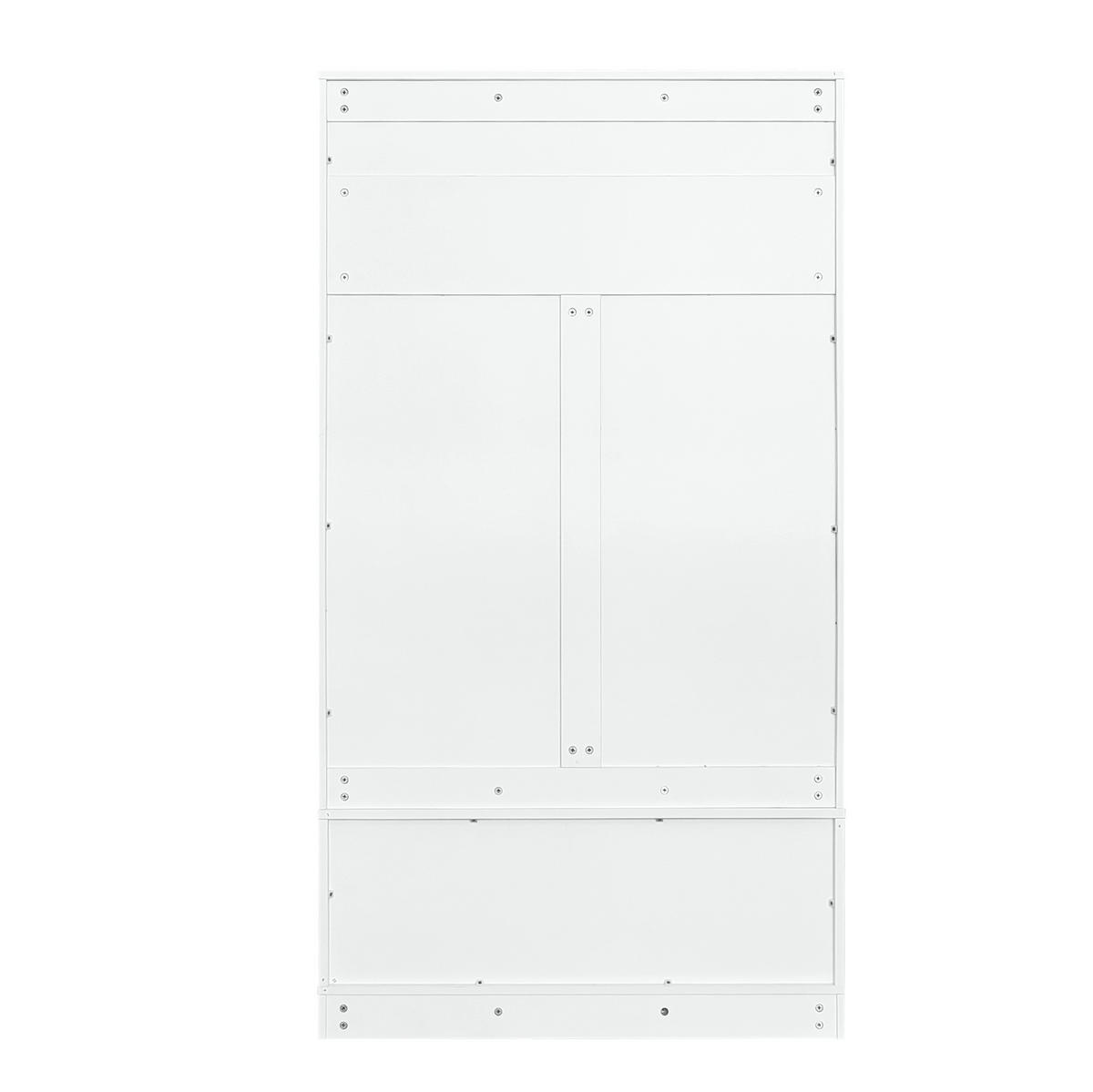 DIELENGARDEROBE 101,5/47/183 cm mit 4 Haken und Sitzbank in Weiß - Weiß, Holzwerkstoff (101/183/47cm) - BEAOK