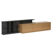 TV-LOWBOARD - Eiche / Dunkelgrau - Eichefarben/Dunkelgrau, Holzwerkstoff (180/60/47cm) - home24