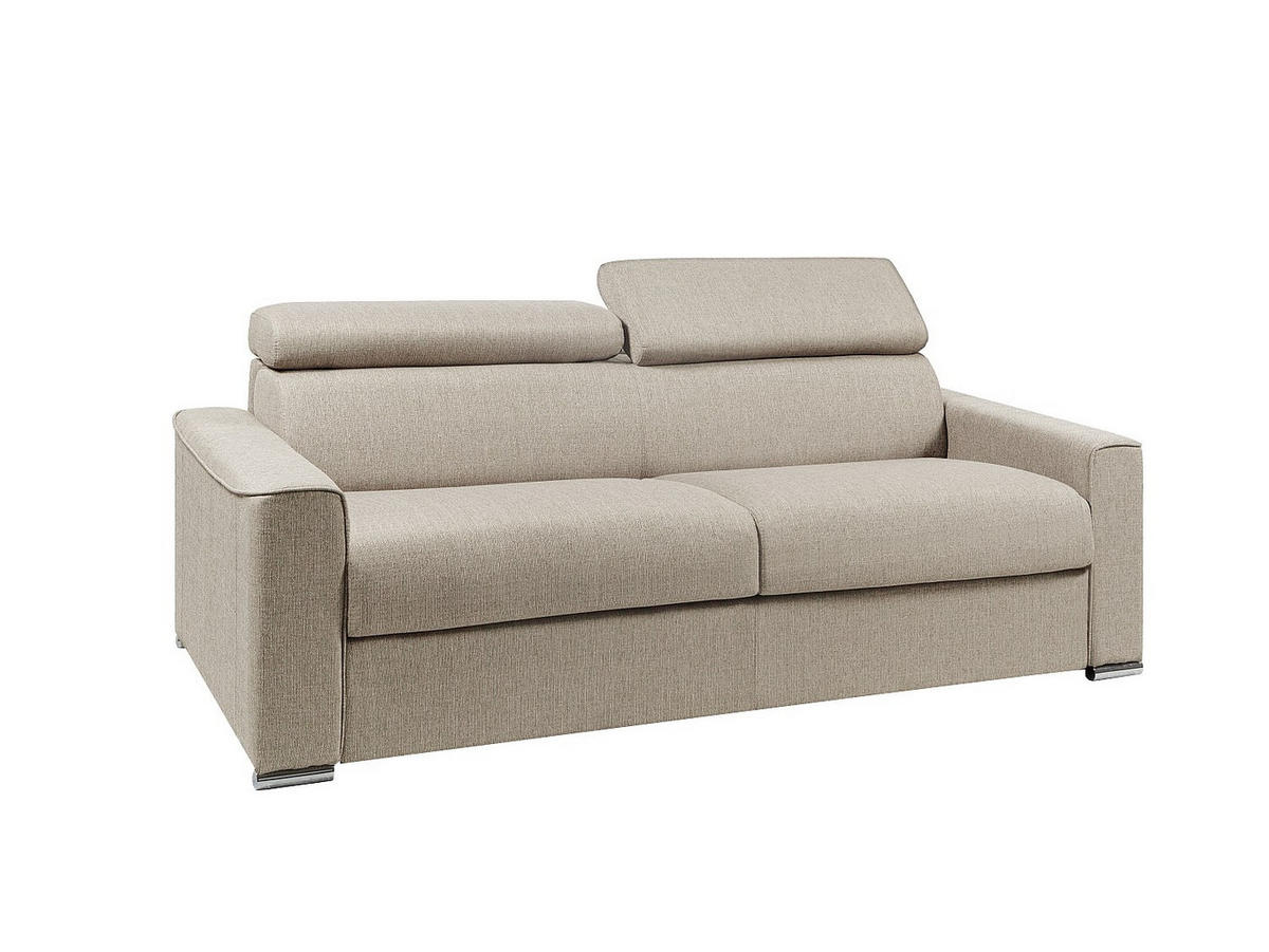 SCHLAFSOFA 4-Sitzer - Liegfläche mit Lattenrost: 160 cm - Matratze: 22 cm mit Memory Schaum - Stoff - Beige - VIZIR - Beige, Textil (216/110/223cm) - Vente-Unique
