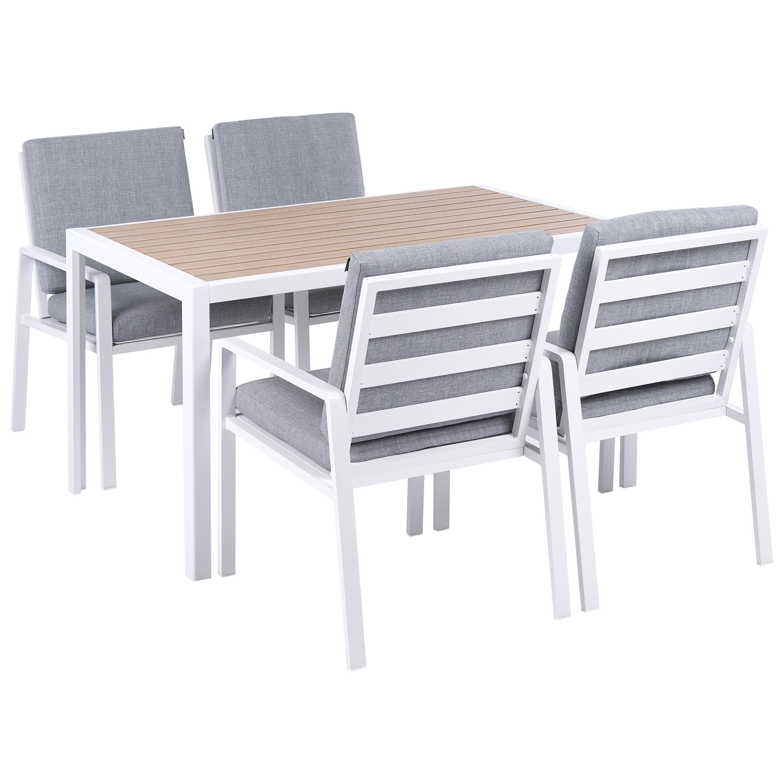 GARTENMÖBEL Set 4-Sitzer Grau/Weiß Visso - Beige/Weiß, Metall - Beliani