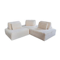 MODULSOFA WIOLO SOFT 3 MODULE 3 KISSEN Cremeweiß Cord - Creme/Schwarz, Kunststoff/Textil (222/84/222cm) - KAWOLA