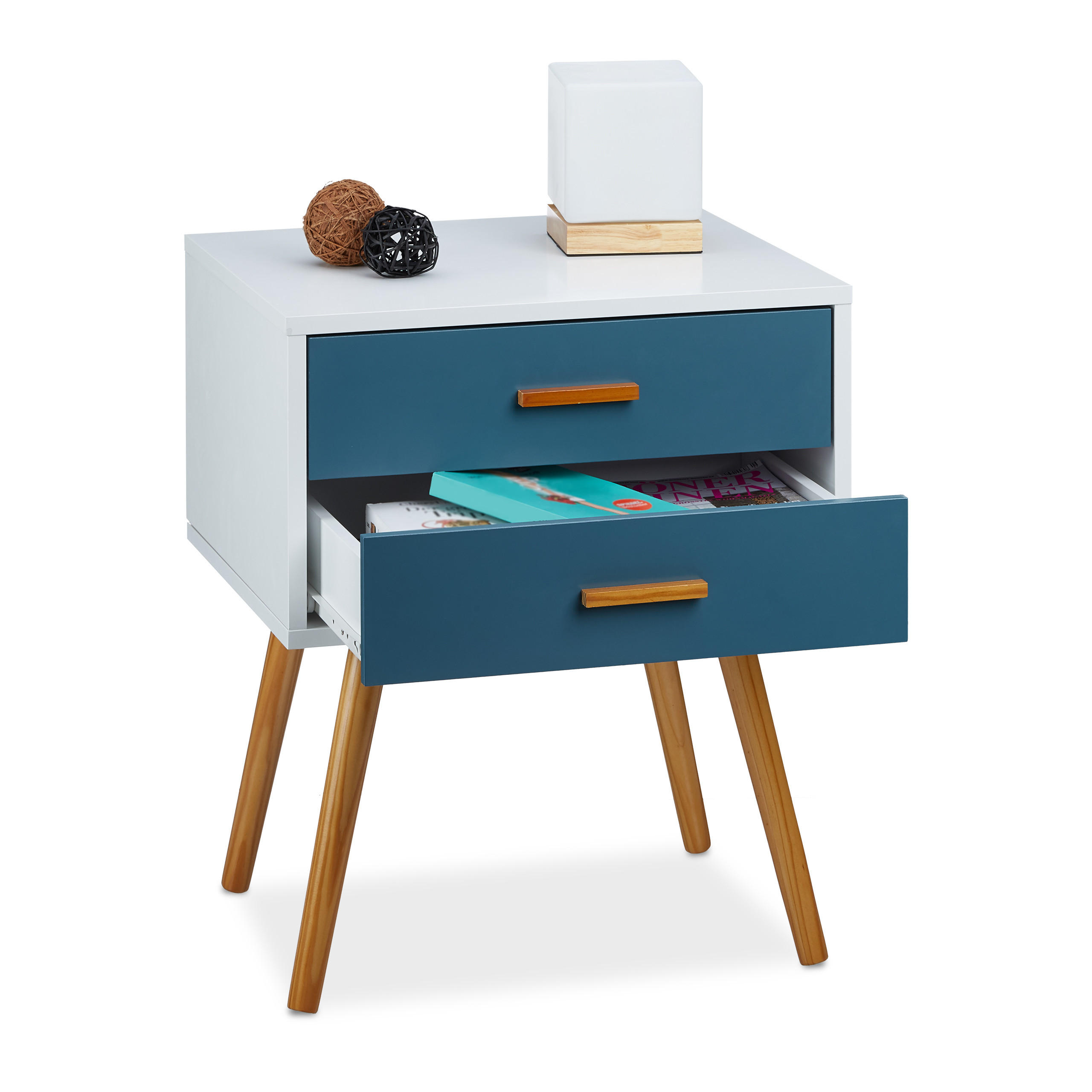 NACHTTISCH - Multicolor, Holz/Holzwerkstoff (48/58/41cm) - Relaxdays