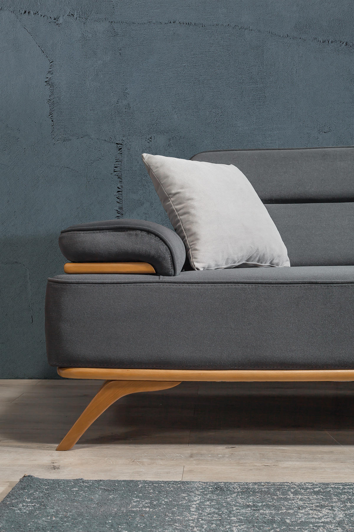 SOFA Andorra 2-Sitzer Samt Grau - Grau, Textil (200/85/95cm) - Villa Möbel
