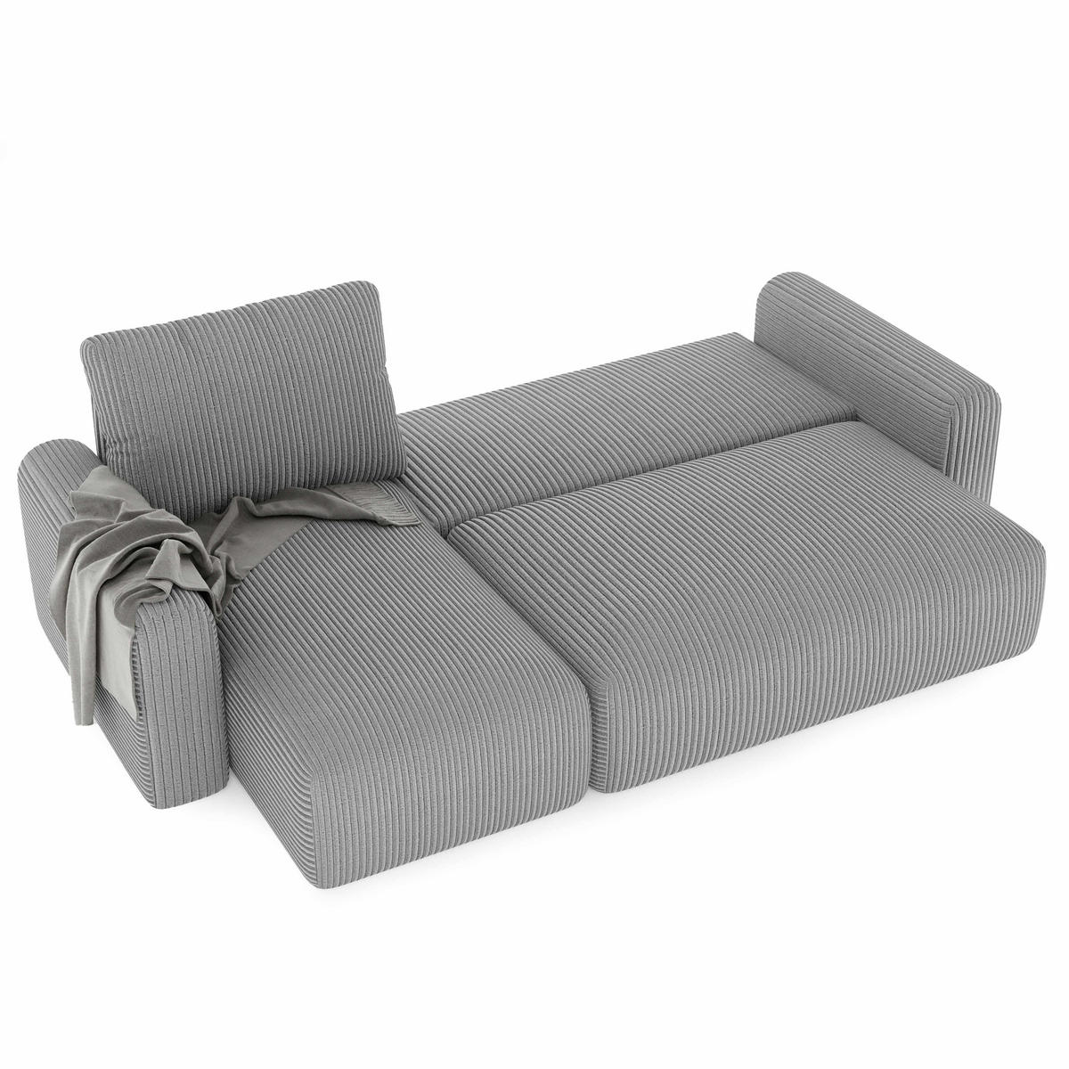 ECKSOFA mit Schlaffunktion und Bettkasten, Grau - Grau, Holzwerkstoff/Textil (244/98cm) - Idohome