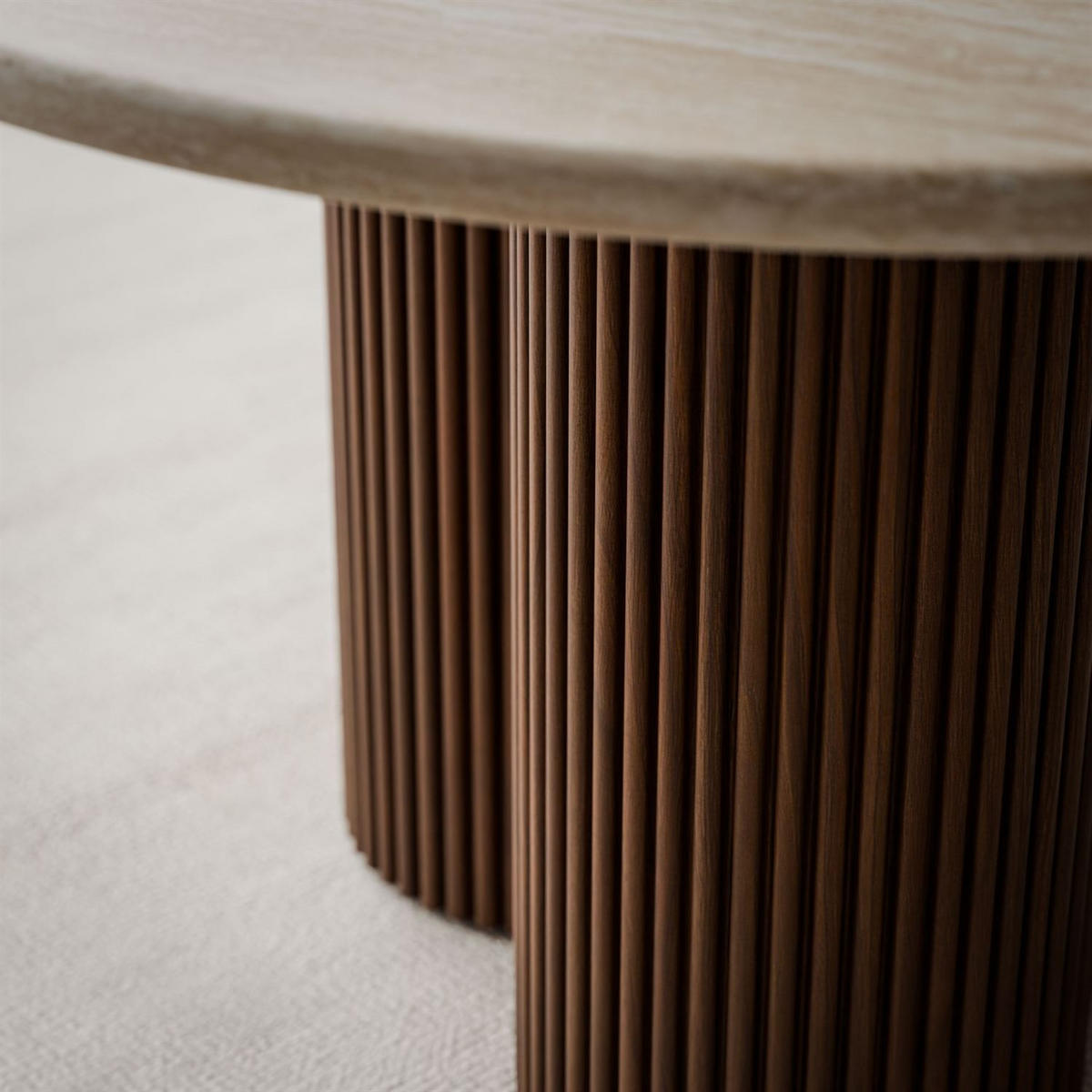 COUCHTISCH CANYON mit gerilltem Untergestell - Nussbaumfarben, Holzwerkstoff (80/80/46cm) - Lookway