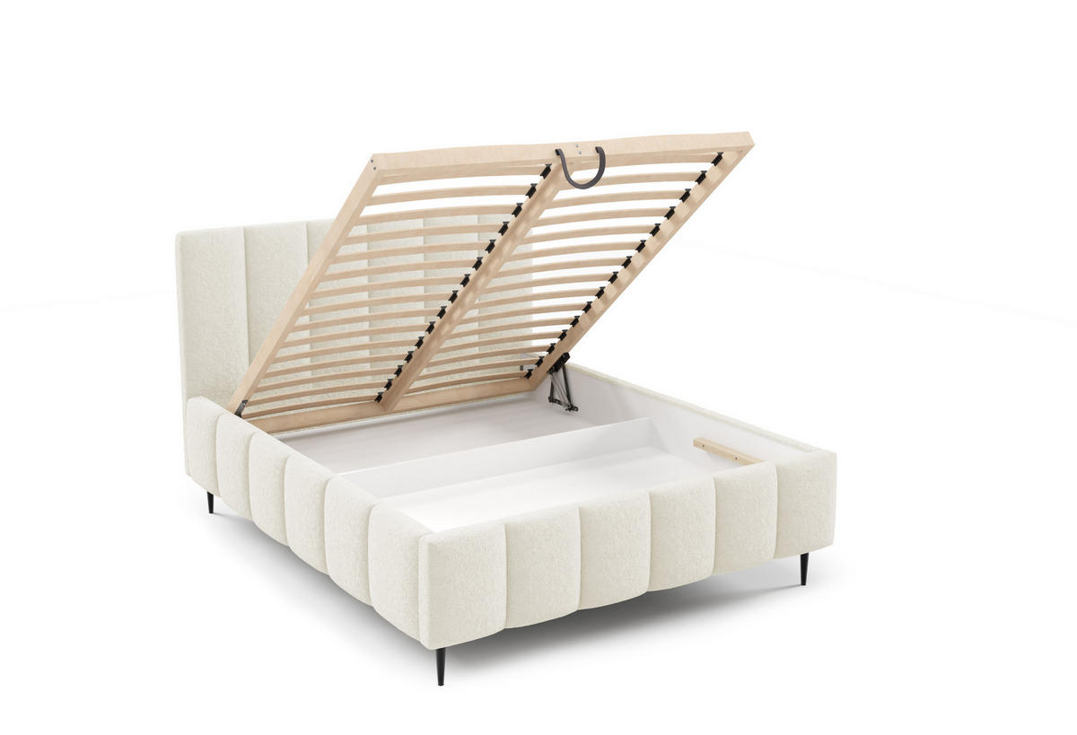 POLSTERBETT mit Bettkasten 140x200 cm in Creme - Creme, Metall (140/200cm) - Home Collective