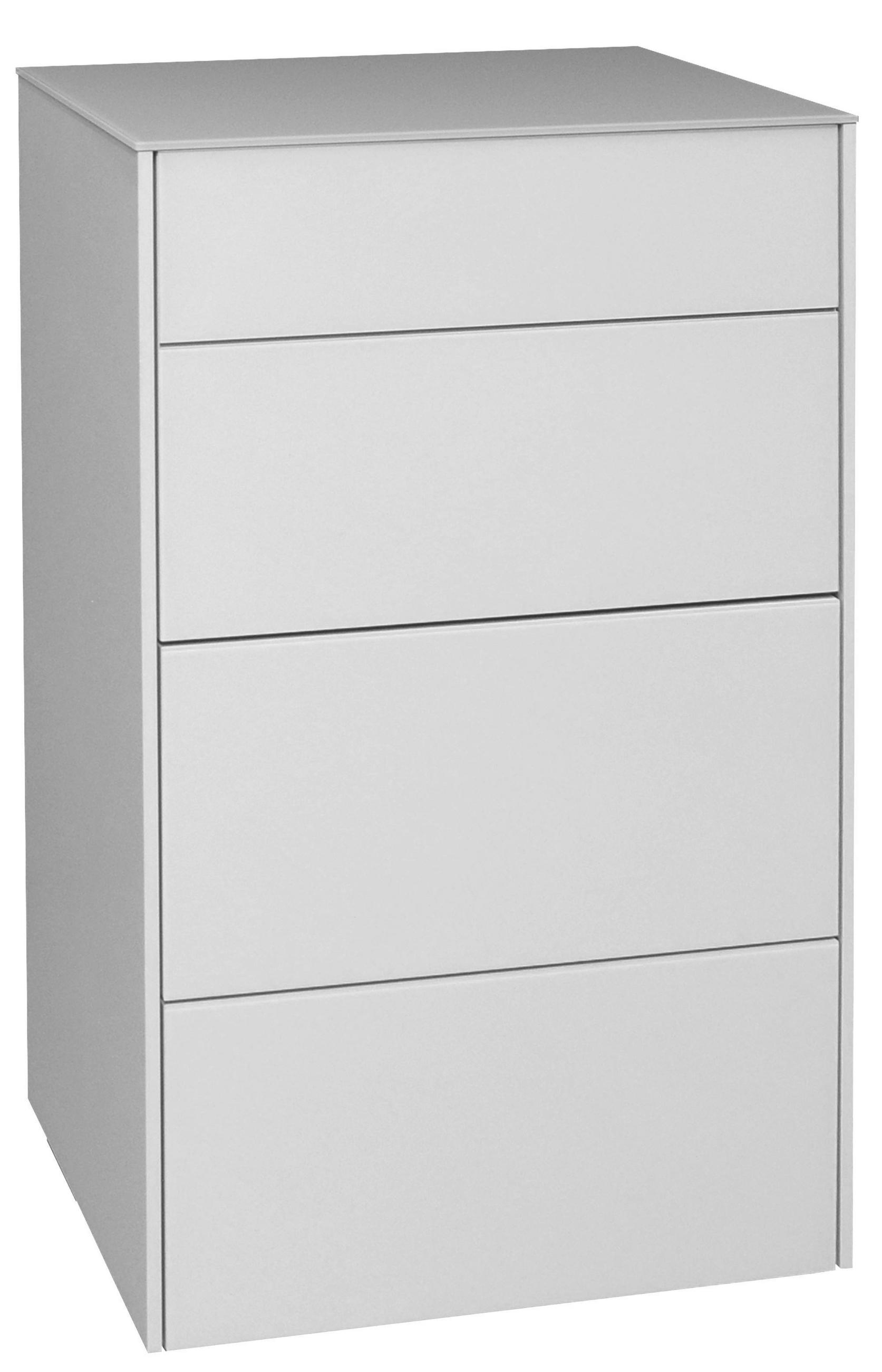 KOMMODE Elfi 52x42x89 Hochglanz Kreidegrau/Glas Kreidegrau - Hellgrau, Holzwerkstoff (52/89/42cm) - 58aufmkessel