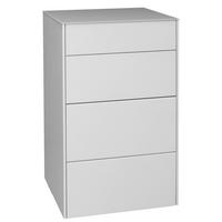 KOMMODE Elfi 52x42x89 Hochglanz Kreidegrau/Glas Kreidegrau - Hellgrau, Holzwerkstoff (52/89/42cm) - 58aufmkessel