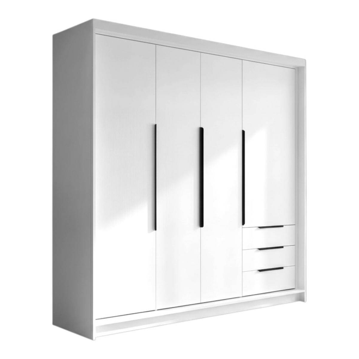 DREHTÜRENSCHRANK KLARI Weiß Schubladen 200 cm - Weiß, Holzwerkstoff (200/215/59.5cm) - A&J MöbelLand