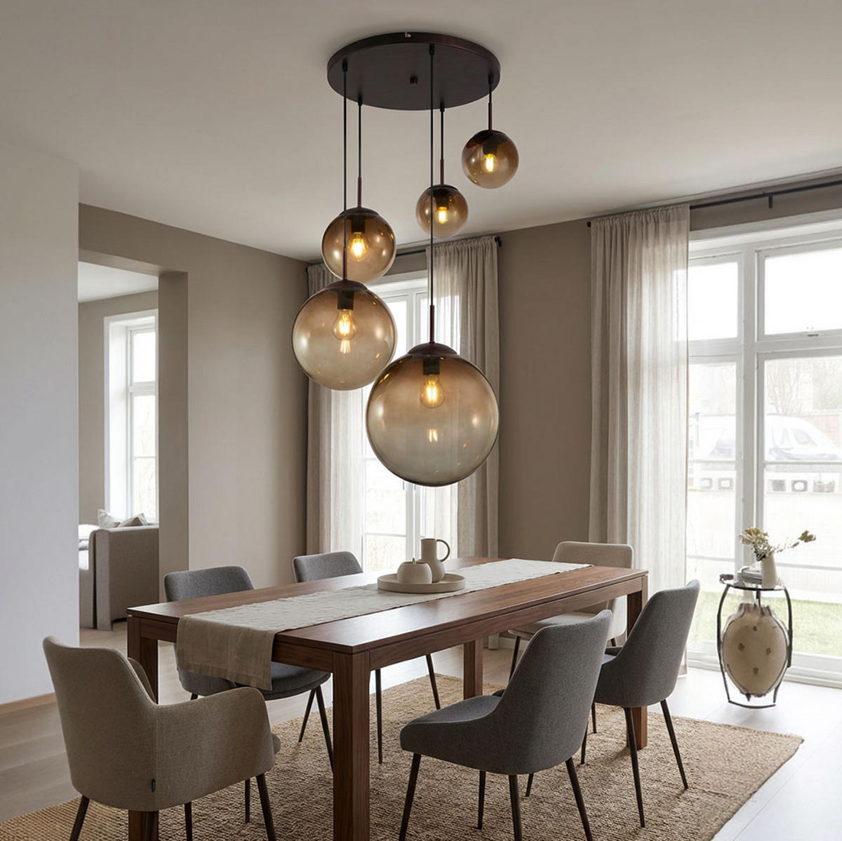 LED HÄNGELAMPE Varus Orange Glas - Orange, Glas (65/65/150cm) - Globo Lighting