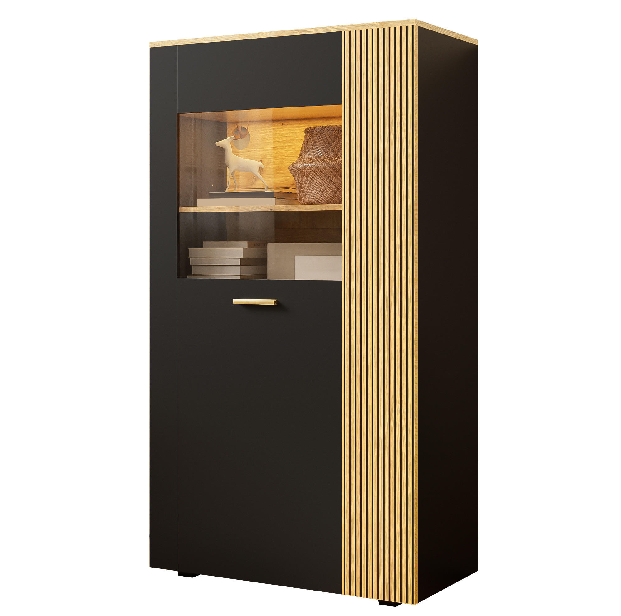Okmyhome Schuhschrank Schwarz 80x146x40 cm