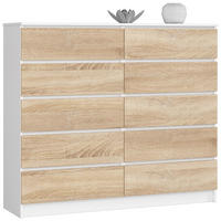 KOMODE, bela, hrast sonoma 121/138/40 - bela, leseni material (138/121/40cm) - RAUMHIRSCH FURNITURE