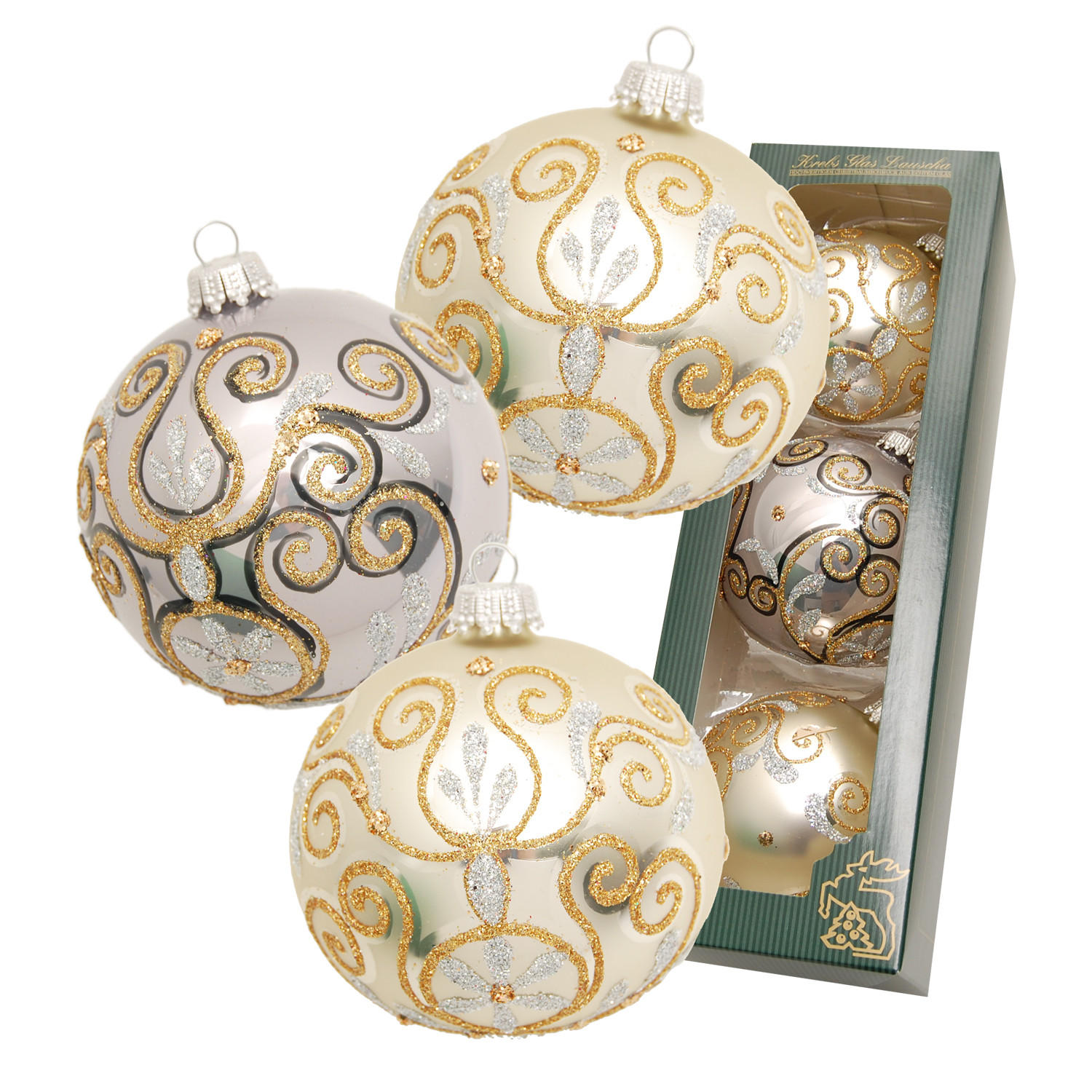 Krebs Glas Lauscha Christbaumkugeln Gold 7x8x7 cm