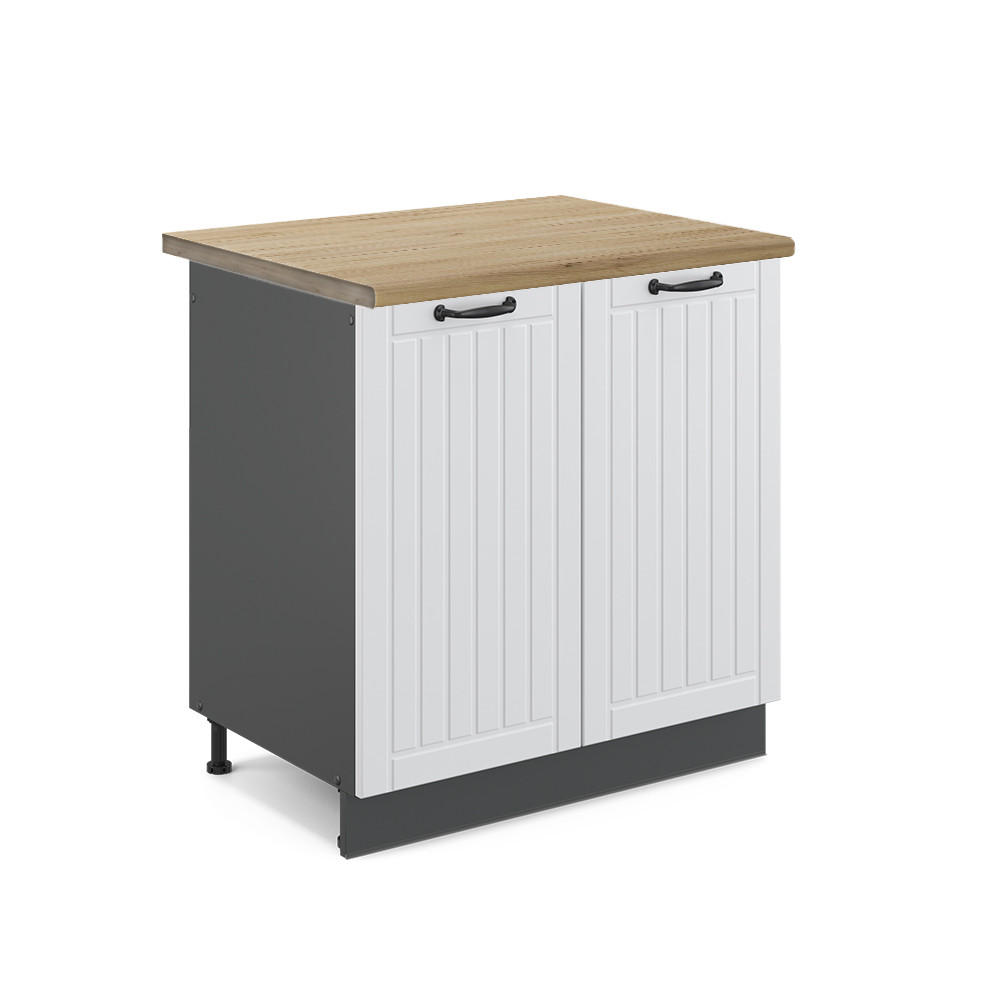 SPÜLENUNTERSCHRANK Fame-Line Weiß Landhaus 80 cm, AP Eiche - Anthrazit/Weiß, Holzwerkstoff (80/82/60cm) - Vicco