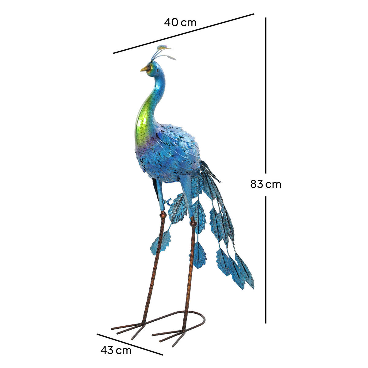 PFAUENFIGUR 2er-Set DE-13786 metall mit UV-Schutz Mehrfarbig - Multicolor, Metall (40/83/43cm) - ComfortXL