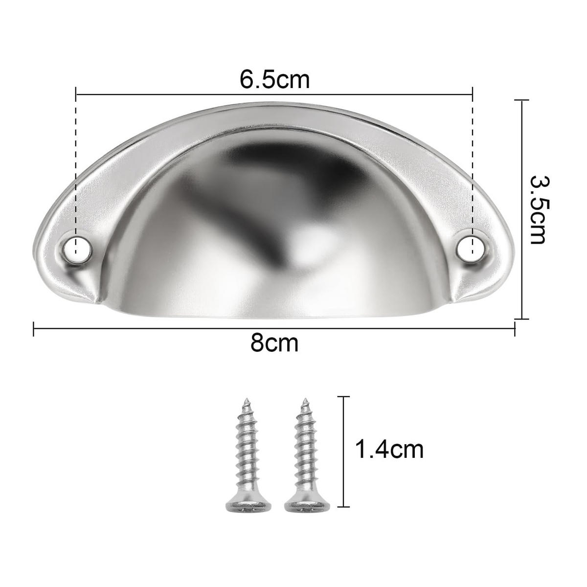 SCHRANKKNOPF 16er-Set - Silberfarben, Metall (0.35/2.5/0.8cm)