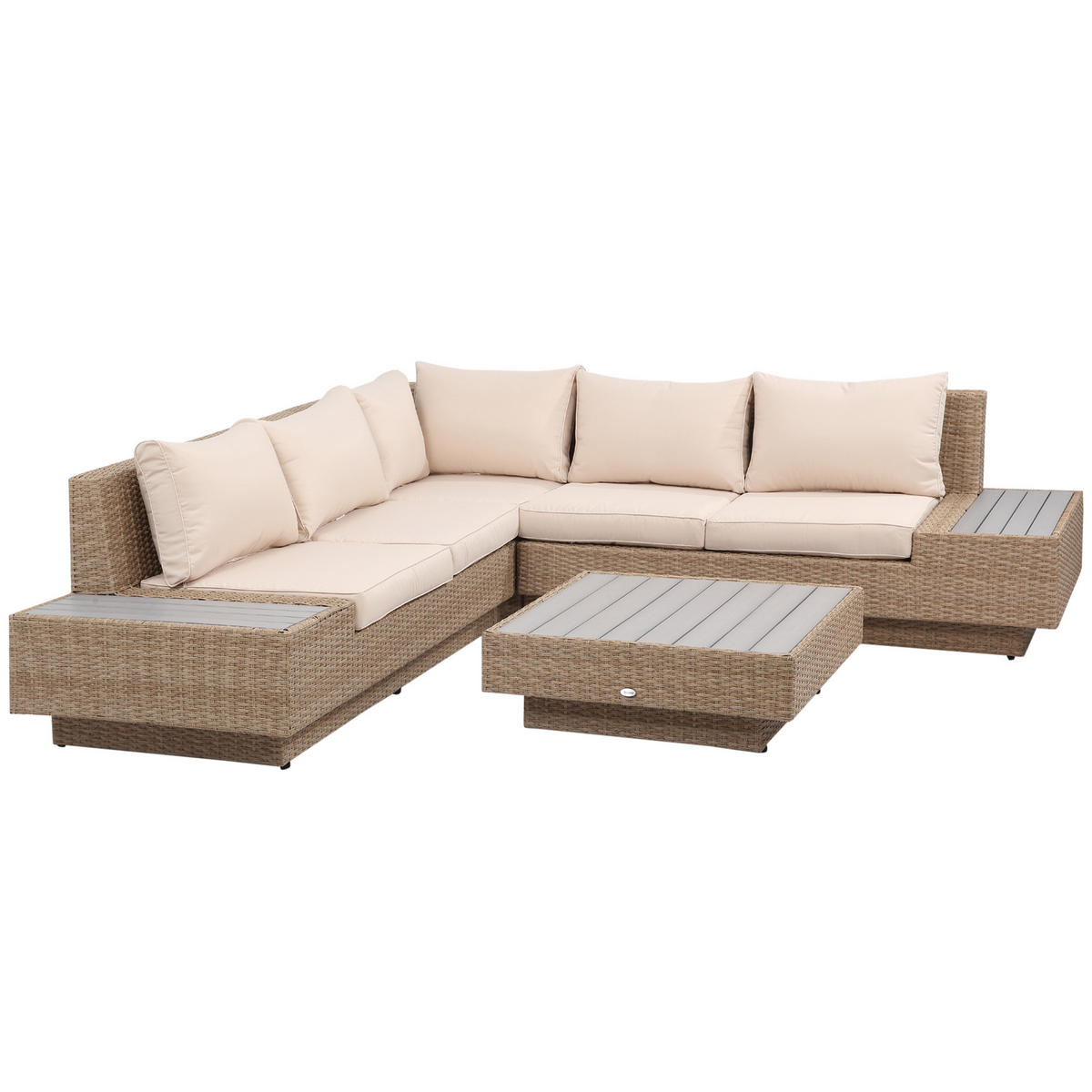 GARTENMÖBEL Set, Polyrattan, Stahl Braun - Braun, Metall - Outsunny
