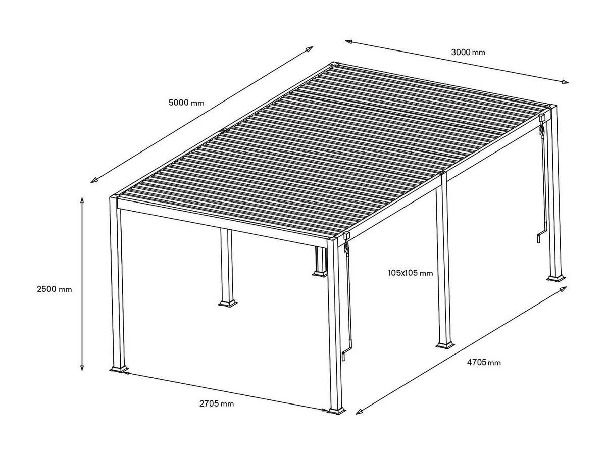 SELBSTTRAGENDE Pergola - 500cm x 300cm - Aluminium - weiß - AMALFI - Weiß, Metall (500/250/300cm) - Vente-Unique