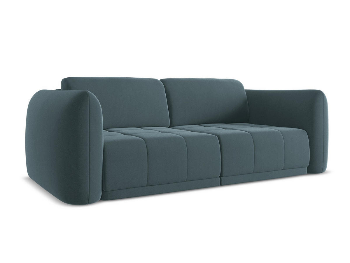 3-SITZER SOFA Samt Stoff Blau - Blau/Petrol, Kunststoff/Textil (210/74/105cm) - Makamii