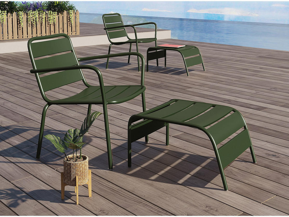 FUSSBANK - 51 x 60 x 32 cm - Metall - Khaki - MIRMANDE von MYLIA - Grün, Metall (61.5/33/50cm) - Vente-Unique