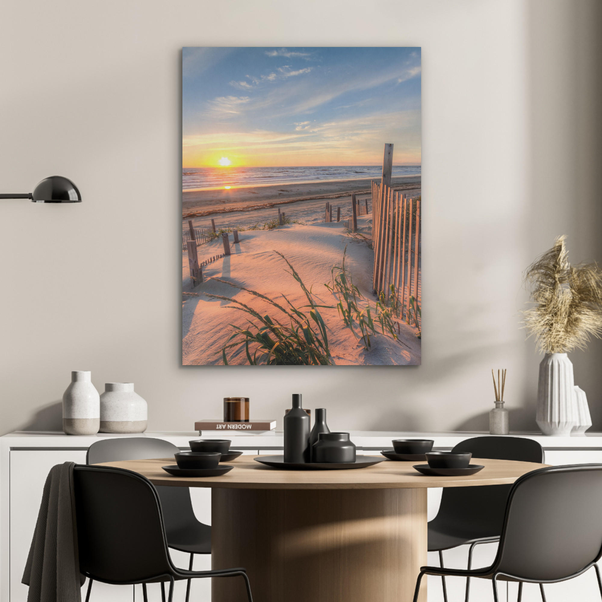 AKUSTIKPANEEL Strand - Meer - Düne - Sonnenuntergang - Landschaft 60x80 cm - Beige, Textil (60/0.9/80cm) - MuchoWow