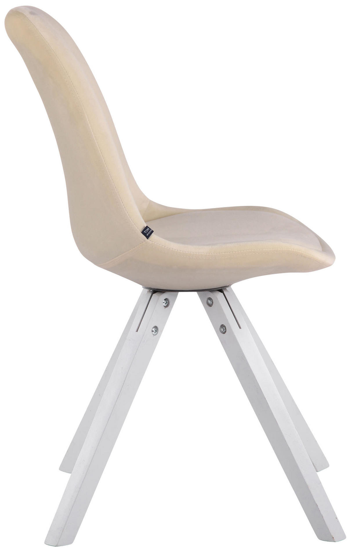 BESUCHERSTUHL Toulon Samt, Gestell Buchenholz Weiß Square Creme - Naturfarben/Weiß, Holz/Buchenholz (48/83/56cm) - TPFLiving