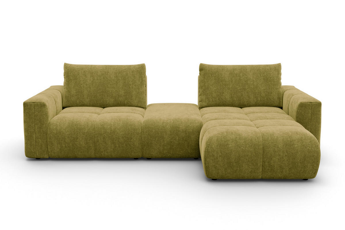 ECKSOFA VERONA 4-Sitzer RECHTS, Khaki - Schwarz/Grün, Holz/Textil (282/173cm) - Courtois Laville