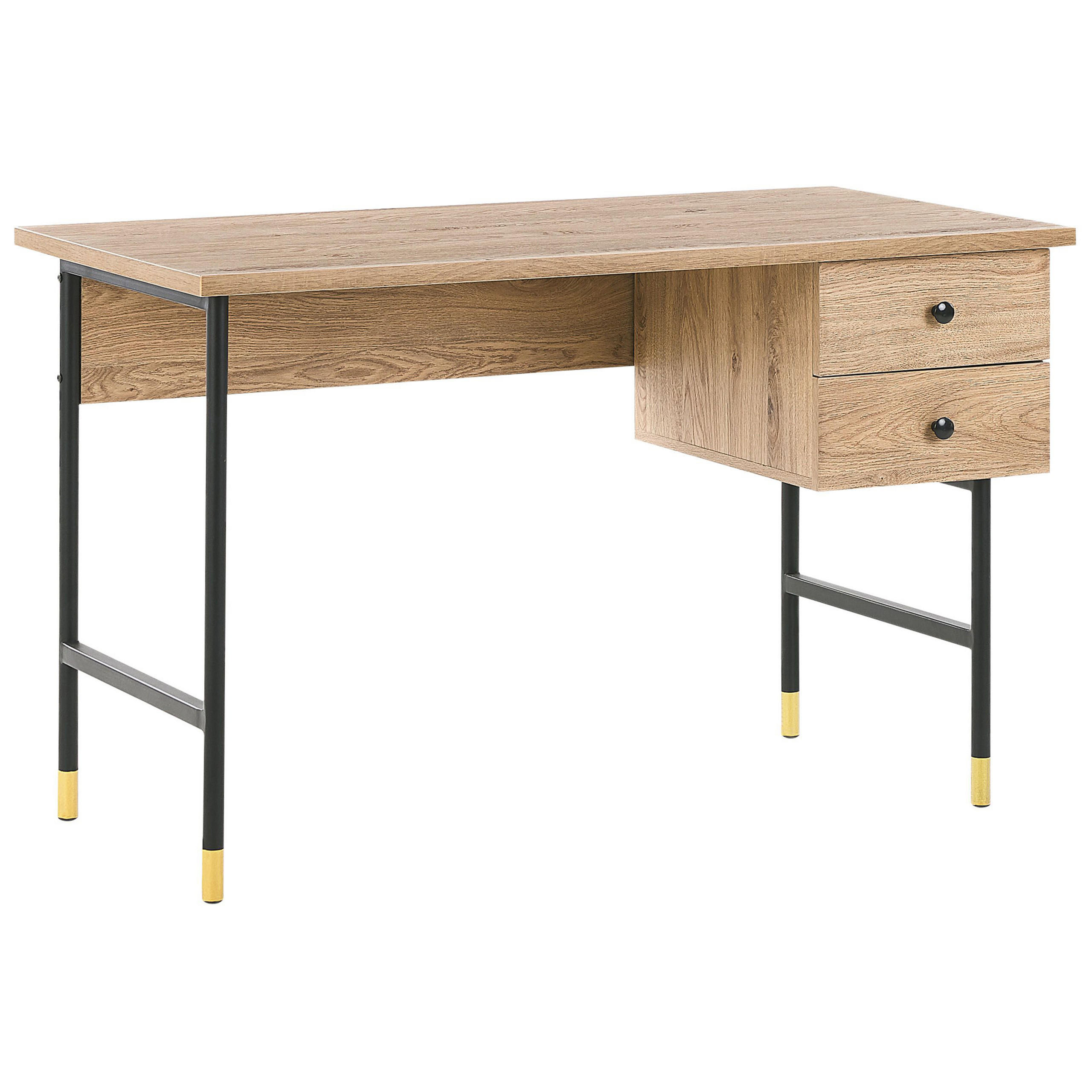SCHREIBTISCH schwarz/heller Holzfarbton 120/60/77 cm Abilen - Hellgrau, Holzwerkstoff (60/120/77cm) - Beliani
