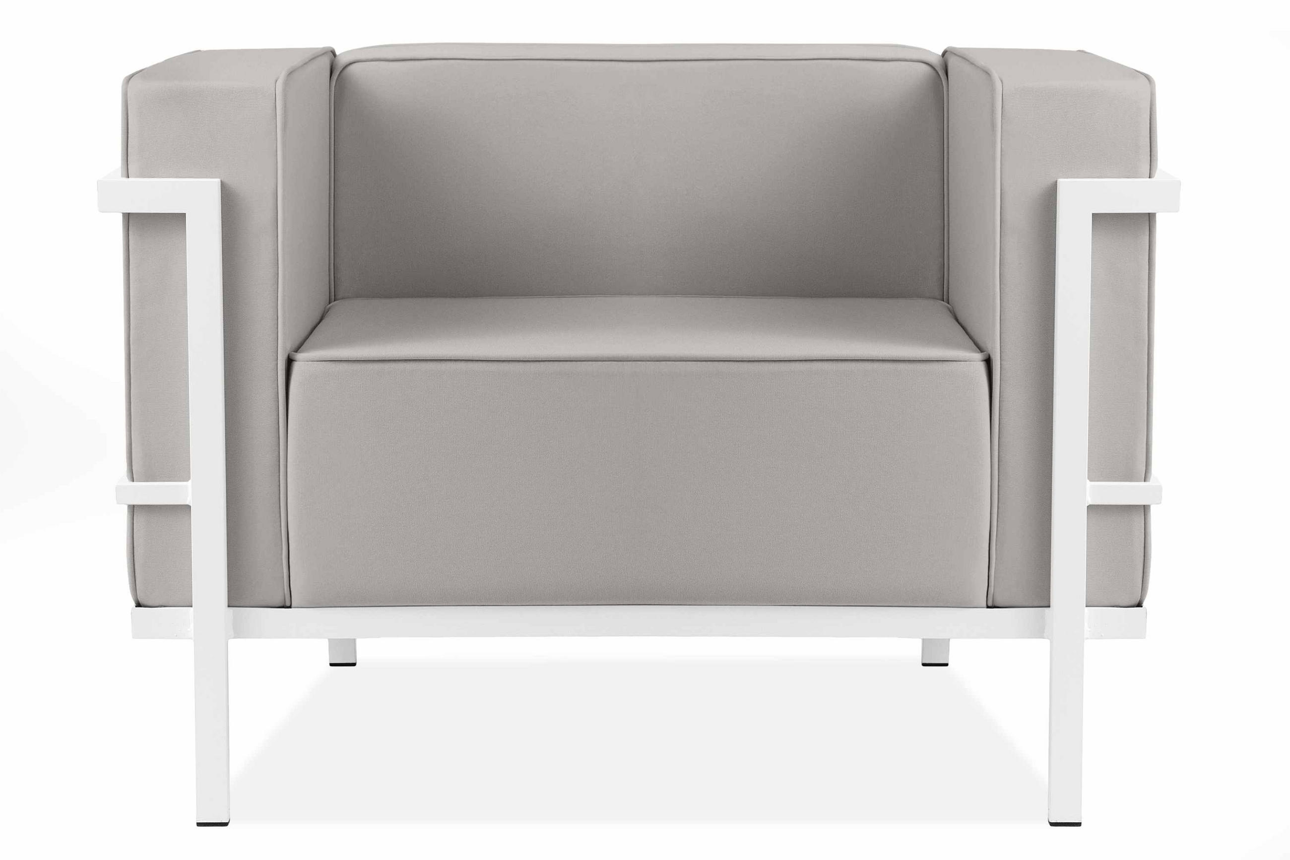GARTENSESSEL TRIGLO Stahlgestell, Modern, Weiß/Hellgrau - Hellgrau/Weiß, Textil/Metall (99/70/69cm) - KONSIMO®