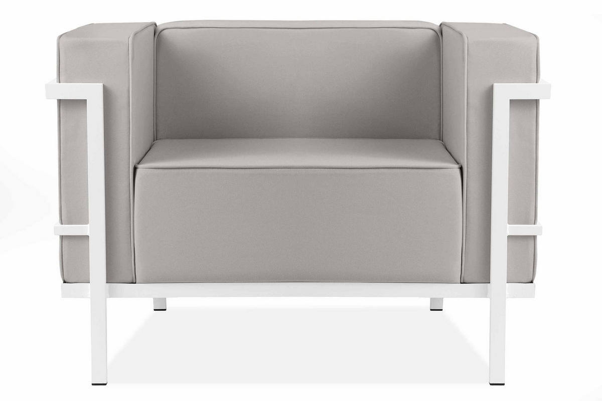 GARTENSESSEL TRIGLO Stahlgestell, Modern, Weiß/Hellgrau - Hellgrau/Weiß, Textil/Metall (99/70/69cm) - KONSIMO®