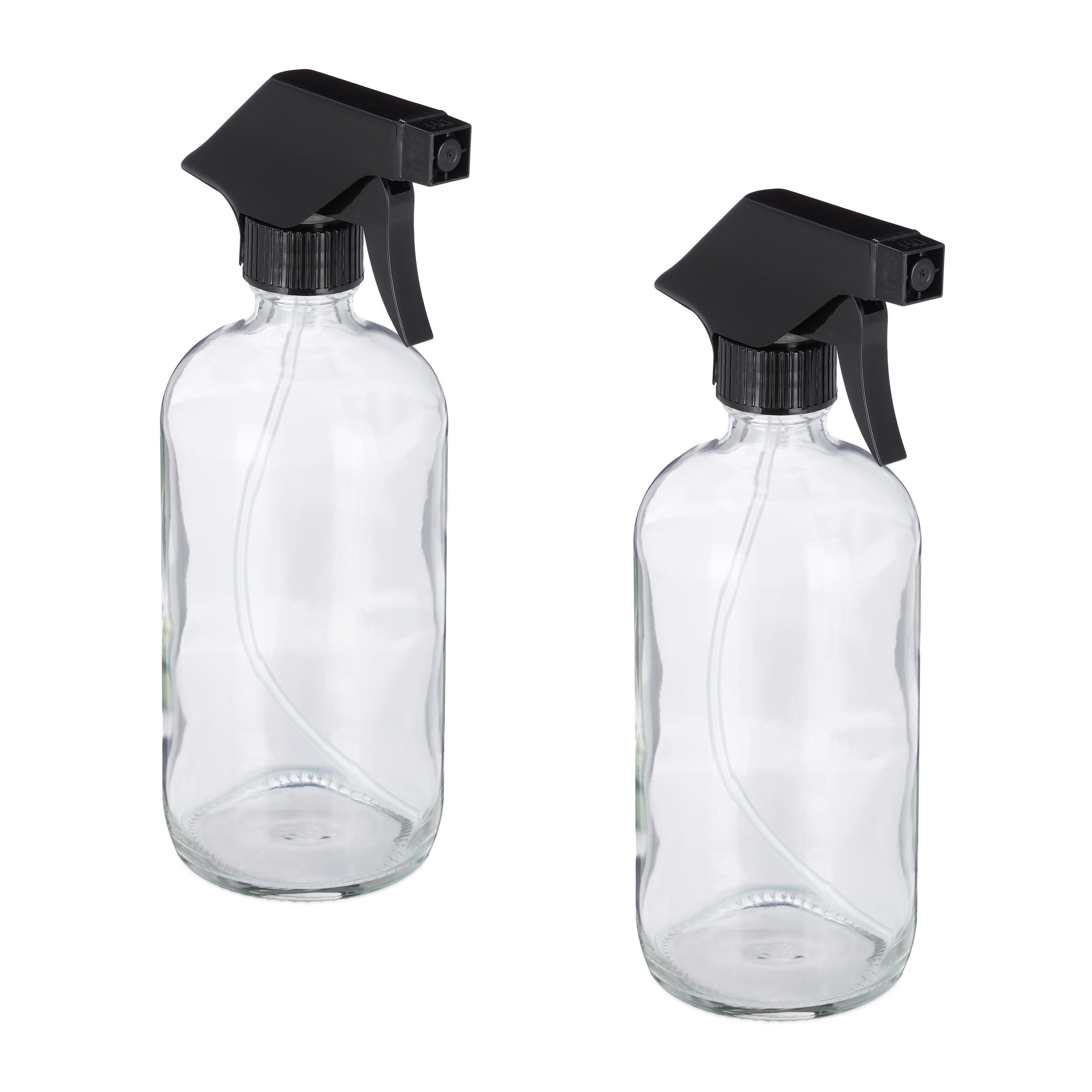 2XSPRÜHFLASCHE - Transparent, Glas/Kunststoff (7/22/10cm) - Relaxdays