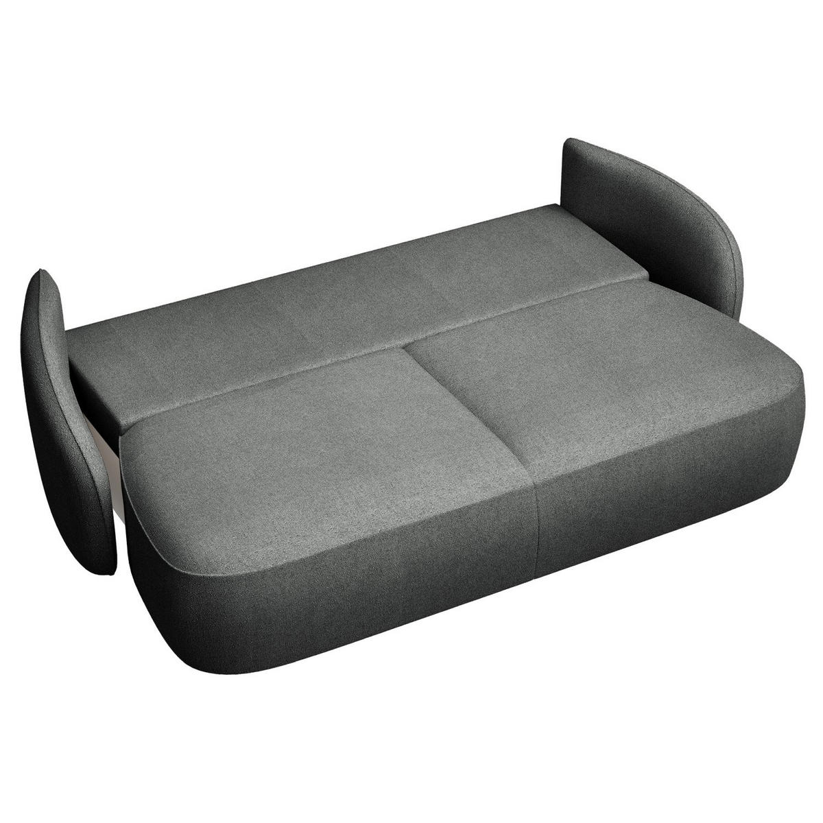 3-SITZER-SOFA Savoy Dunkelgrau mit Schlaffunktion - Dunkelgrau/Schwarz, Kunststoff/Textil (254/96/105cm) - Selsey