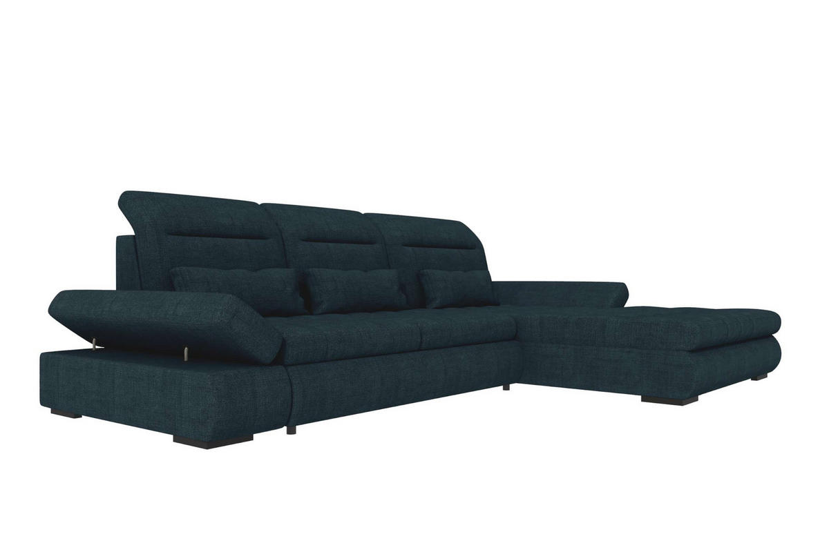 ECKSOFA Toscana Plus Velours inkl. Schlaffunktion - Dunkelblau, Textil (300/179cm) - 99rooms