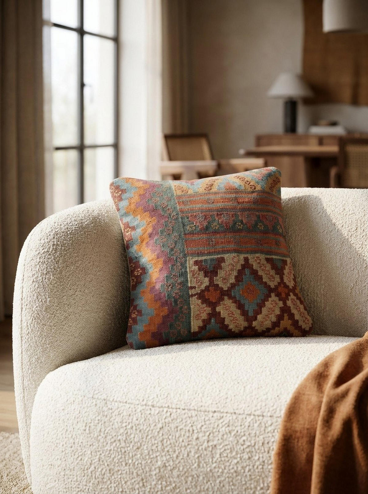 KELIM-KISSEN Mehrfarbig 50/50 cm Schurwolle - Multicolor, Textil (50/50cm) - Looma