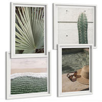 BILDER SET 4er Set - 50x50 cm & 40x60 cm Weißer Rahmen - Zubehör für tropische Pflanzen - Weiß, Kunststoff (50/50cm) - TULUP