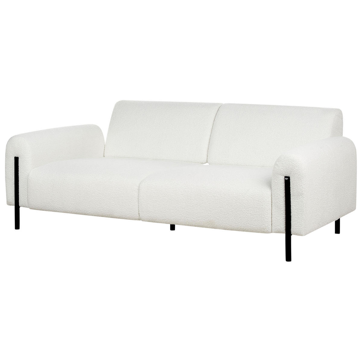 3-SITZER-SOFA Bouclé weiß Askim - Schwarz/Weiß, Textil (207/87/89cm) - Beliani