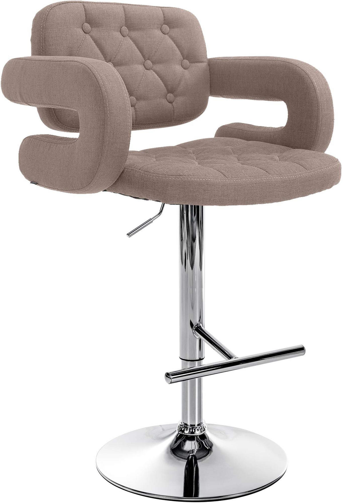 BARHOCKER Stoff taupe - Taupe/Chromfarben, Textil/Metall (62/103/55cm) - CLP