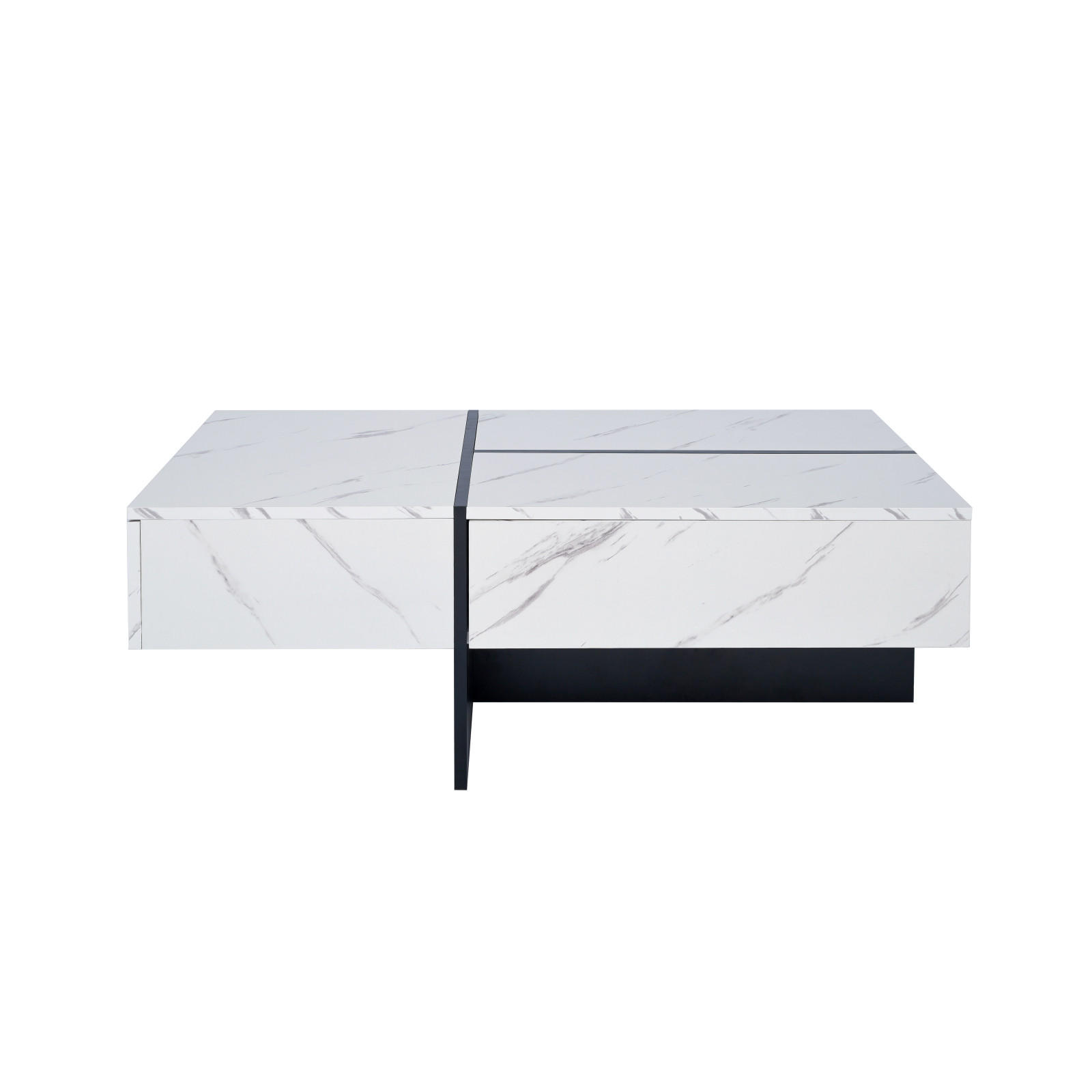 COUCHTISCH Weiß Hochglanz mit LED, Stauraum und Schubladen - Weiß, Metall (100/50/34cm)
