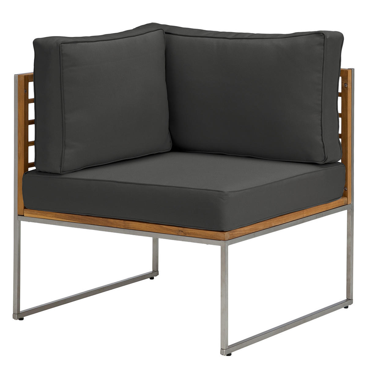 LOUNGEGRUPPE - 6-teilig - Webstoff / Teak massiv - Anthrazit, Holz/Textil - home24