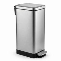 TRETMÜLLEIMER Silber eckig Edelstahl Softclose 15 l - Silberfarben, Kunststoff/Metall (35/45/17cm) - Relaxdays