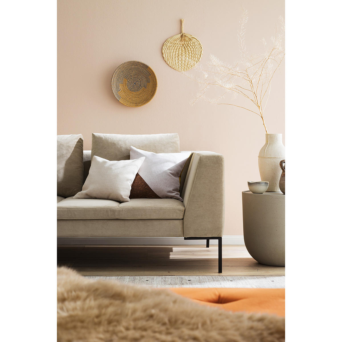 3-SITZER SOFA - Chromfarben/Beige, Textil/Metall (238/81/105cm) - home24