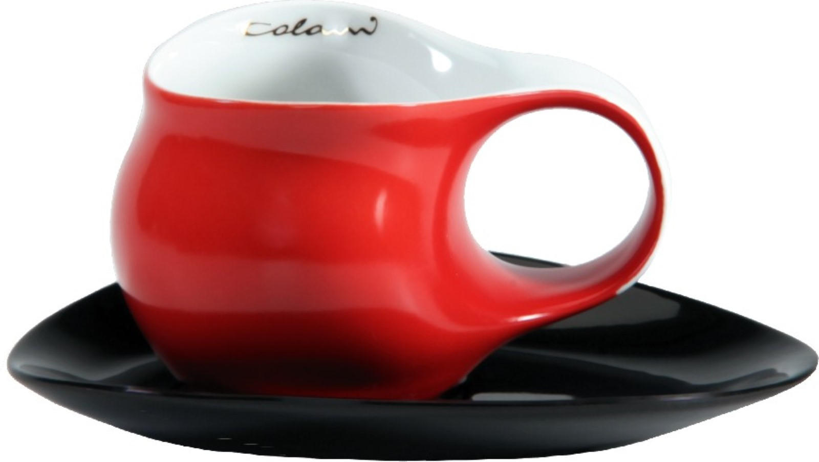 ESPRESSOTASSE mit Untertasse rot / schwarz - Rot/Multicolor, Keramik (0.1L) - Luigi Colani Porzellan