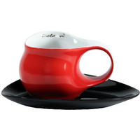 ESPRESSOTASSE mit Untertasse rot / schwarz - Rot/Multicolor, Keramik (0.1L) - Luigi Colani Porzellan